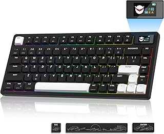 SK65 Wireless Mechanical Gaming Keyboard, 60 Percent Retro Creamy Aluminium Keyboard, Bluetooth 5.0/2.4GHz/USB-C Wired Hot Swappable Custom RGB Backlit for Mac Computer PC (L75black)