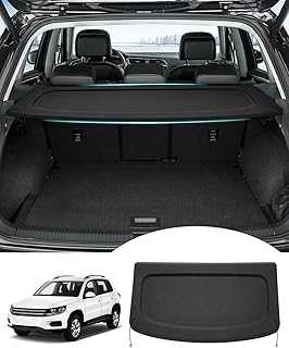 Powerty Cargo Cover for 2009-2015 2016 2017 Volkswagen VW Tiguan Accessories Trunk Cover Retractable Trunk Shielding Shade Cargo Luggage Cover Black