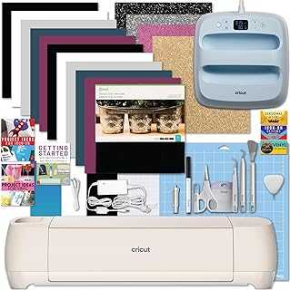 Explore 4 with Easy Press 3 Machine and Iron-On Combo Bundle - Craft Cutting Machine and Heat Press Combo, Cricut Machine Kit for Beginners and Gifts, DIY Apparel and Tote Bags, HTV Materials