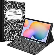 Fintie Keyboard Case for Samsung Galaxy Tab S6 Lite 10.4 Inch 2024/2022/2020, Soft TPU Back Cover with S Pen Holder Detachable Wireless Bluetooth Keyboard, Composition