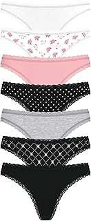 Women's Cotton Thong Underwear, Panties for Women, Multi Pack (XS-XXL)