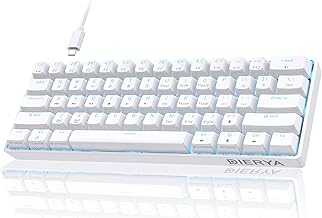 60% Mechanical Keyboard, DK61se Wired Gaming Keyboard with Red Switches, LED Backlit Ultra-Compact 61 Keys Mini Office Keyboard for Windows Laptop PC Gamer Typist（White）