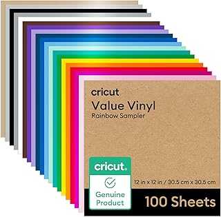 Value Permanent Vinyl - 100ft Rainbow Sampler, 12in x 12in Sheets (100 Count)