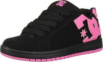 girls Court Graffik Skate Shoe, Black/Pink, 6.5 Big Kid US