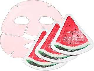 Watermelon Glow Jelly Sheet Mask Bundle (3 Count) - Disposable Hydrogel Face Mask with Centella Asiatica & Hyaluronic Acid - Skin-Cooling Serum to Soothe & Replenish Dehydrated Skin