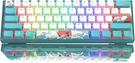 60% Percent Keyboard,WK61 Mechanical RGB Wired Gaming Keyboard,Hot-Swappable Creamy Key Board with PBT Keycaps,Linear Red Switch for Windows/MAC (Blue)