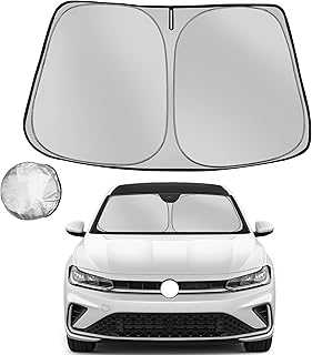 Windshield Sun Shade for 2019-2025 Volkswagen VW Jetta Foldable Sun Sunshade for Car Front Window Blocks UV Rays and Heat Automotive Interior Protector Custom Fit Accessories