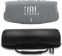 Charge 5 Waterproof Portable Speaker with Built in Powerbank and gSport Carbon Fiber Case (Gray)