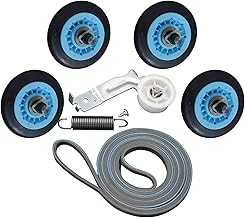 ATMA SUPPLY Upgraded Dryer Repair Kit Compatible with Samsung Includes DC97-16782A Drum Roller DC93-00634A Pulley DC61-01215B Spring 6602-001655 Belt Replaces AP5325135 AP6038887 PS4221885 PS4133825