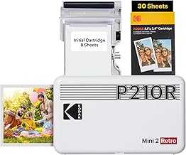 Mini 2 Retro 4PASS Portable Photo Printer, 2.1x3.4 inches, 38 Sheets Bundle, White