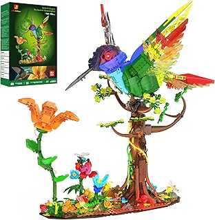 Mechanical Hummingbird Building Set with LED Light, Bird Model Sets for Adults, Flower Animal Collection Toy, Art Creative Gifts, Home & Office Décor, Ideas for Women & Men Kids 14+