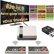 Classic Mini Retro Game Console Built in 620 Video Games,Av and HDMI Output Plug and Play Game System with Dual Wireless Controllers.