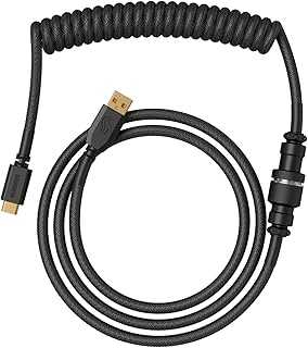 Glorious Coiled Keyboard Cable – Coiled USB C Cable Artisan Braided Cables for Mechanical Gaming Keyboard Coiled Cable -Custom Keyboard Cable (Black)