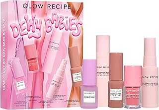 Dewy Babies Travel Skincare Set - Plum Plump Hyaluronic Acid Serum + Dewy Flush Tinted Blush Drops + Pink Juice Face Moisturizer + Bronzing Hue Drops + Ultra Fine Facial Mist (5 Count)