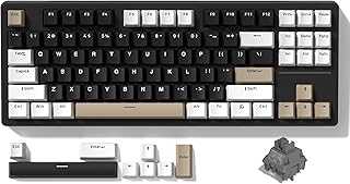 WK87 75% TKL Wireless Mechanical Gaming Keyboard, 2.4Ghz/Bluetooth/USB-C Gasket Hot Swappable RGB Backlits Custom Keyboard with 5000mAh Battery, Pre-lubed POM Linear Switches (Black)