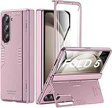 Phone Case for Samsung Z-Fold-5: [Hidden Kickstand][Wireless Charging] Slim Hinge Protection Lightweight Stand Case with Screen Protector- Protective Cover for Galaxy Fold 5 5G 2023 (Rose Gold)