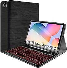 REAL-EAGLE Backlit Keyboard Case for Samsung Galaxy Tab S6 Lite 10.4 Inch 2022/2020(SM-P610/P613/P615/P619), 7 Color Backlights Detachable Wireless Keyboard Case for Samsung Galaxy Tab S6 Lite (Black)