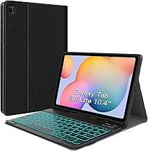 JUQITECH Backlit Keyboard Case for Samsung Galaxy Tab S6 Lite 10.4" 2024/2022/2020, Galaxy Tab S6 Lite SM-P620/P625/P610/P613/P615/P619 Tablet Cover Case with Wireless Keyboard S Pen Holder, Black