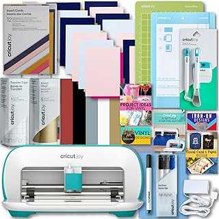 Joy Machine with Card Kit, Sampler Smart Vinyl Roll, Cutting Mats and Tool Set Bundle - Compact Tool for DIY Craft Projects and Decals, Beginner Craft Cutting Machine with Starting Materials