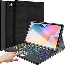 Backlit Touchpad Keyboard Case for Samsung Galaxy Tab S6 Lite 10.4 Inch 2024/2022/2020 -SM-P620/P625/P613/P619/P610/P615, DKAHOEE 3-Zone Backlit Wireless Detachable Keyboard with Slim Stand Cover Case