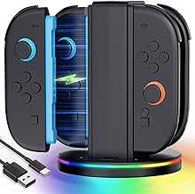 Fast Charging Dock Compatible with Nintendo Switch 2 Joy- con, Space-Saving Magnetic Design Charger, Stable Charging Station, with GRB Light, Support Up to 4 Switch 2 Controller