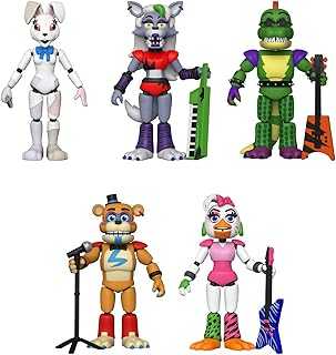 Funko Action Figures! Set of 5 - Five Nights at Freddy's - Security Breach - Pizzaplex - Glamrock Chica, Glamrock Freddy, Montgomery Gator, Roxanne Wolf and Vanny