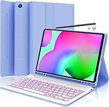 Keyboard Case for Samsung Galaxy Tab S6 Lite 10.4" 2024 2022/2020(SM-P610/P613/P615/P619), Backlit Keyboard Case Detachable Slim Stand Cover S Pen Holder (Purple)