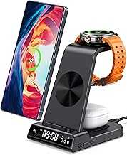Wireless Charger for Samsung, 3 in 1 Wireless Charging Station for Samsung Galaxy S25 Ultra/S24 Ultra/S23/S22/Note 20/Z Flip 7/Fold 7, Charger for Samsung Galaxy Watch Ultra/8/7/6, Galaxy Buds 3/3 Pro