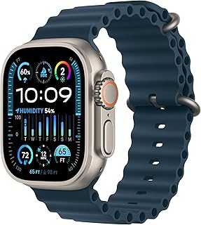 Watch Ultra 2 [GPS + Cellular 49mm] Smartwatch with Rugged Titanium Case & Blue Ocean Band One Size. Fitness Tracker, Precision GPS, Action Button, Extra-Long Battery Life