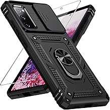 Weycolor for Samsung Galaxy S20 FE 5G Case with Camera Lens Cover, HD Screen Protector, 10 FT Military Grade Drop Protection, Magnetic Ring Holder Kickstand Protective Phone Case, Black