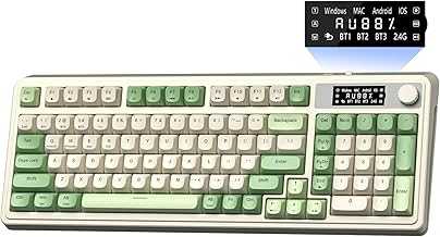 S99 Pro Wireless Keyboard, Display Screen & Media Knob, Tri-Mode Bluetooth/2.4G/USB-C RGB Creamy Gaming Keyboard with Number Pad Macro Keys, Custom Computer Keyboards for Laptop PC Gamer - Green