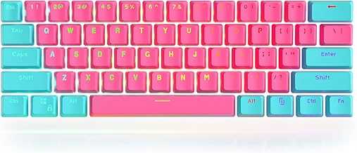 61 Keycaps 60 Percent Miami Keycaps Set PBT Keycap Backlit OEM Profile with Key Puller for Cherry MX Switches Mechanical Gaming Keyboard (Miami)