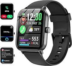 Smart Watches for Women/Men, Smart Watch for Android Phones and iPhone Compatible, Alexa Built-in, 1.8" Fitness Watches for Women, IP68 Waterproof/Bluetooth Call, Heart Rate/Sleep Monitor, Black