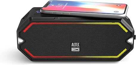 HydraBlast Wireless Portable Bluetooth Speaker, IP67 Waterproof for Parties, USB C Rechargeable Outdoor Speakers with Built in Phone Charger and LED Lights, 20 Hour Playtime
