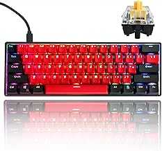 GTSP Gk61 SK61 60% Mechanical Keyboard, Custom Hot Swappable 60 Percent Gaming Keyboard with RGB Backlit, NKRO, Water-Resistant, Type-C Cable for Win/PC/Mac (Gateron Optical Yellow, Milan)
