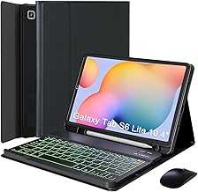 Keyboard Case with Mouse for Samsung Galaxy Tab S6 Lite 10.4 Inch 2024/2022/2020, Detachable Bluetooth Backlight Keyboard, Slim Stand Cover with S Pen Holder,Black