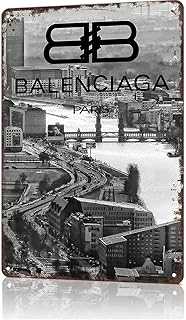 Balenciaga Cityscape Vintage City Landscape Metal Tin Sign, Retro Travel Tin Signs Posters For Man Cave Bar Garage Car Room Streets Wall Decor 8 X 12 Inch