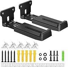Soundbar Wall Mount Bracket for Samsung, Bose, Vizio, LG, Sony, JBL, Sonos and More Sound Bar Mounts Under TV, Hold up to 33 lbs, Depth Adjustable 3.6”-6.4”, Soundbar Shelf, Black