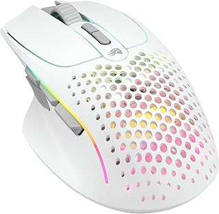 Gaming Model I 2 Wireless Gaming Mouse - Hybrid 2.4Ghz & Bluetooth, 75g Superlight, 9 Buttons (2 Swappable), RGB, PTFE Feet, MMO/MOBA/FPS, Long Battery Life, Side Thumb Rest - White
