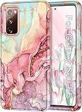 Btscase for Galaxy S20 FE 5G Case, Marble Pattern 3 in 1 Heavy Duty Shockproof Full Body Rugged Hard PC+Soft Silicone Drop Protective Women Girl Covers for Samsung Galaxy S20 FE, Rose Gold