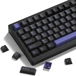 Womier Double Shot PBT Keycaps Set 138 Keys, Cherry Profile Custom Keycaps 60 65 75 100 Percent for 61/64/68/84/87/100/104/108 Retro Gaming Mechanical Keyboard, Black Purple