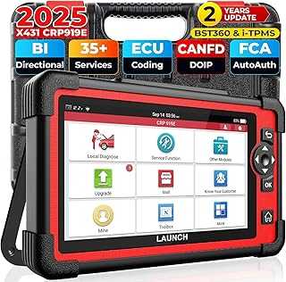 LAUNCH X431 CRP919E OBD2 Scanner, 2025 Bidirectional Scan Tool as CRP919EBT, CANFD & DoIP, ECU Coding, 35+ Service, Active Tests, All System Diagnosis, FCA Autoauth, BST360 & TPMS, 2 Year Update
