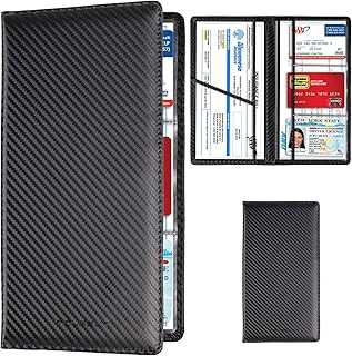 TOURSUIT Car Registration and Insurance Card Holder, Vehicle License Document Glove Box Compartment Organizer, Interior Car Accessories for Women Men Teens (Carbon Fiber Black)