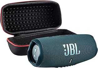 Charge 5 Wireless Bluetooth Speaker (Blue) | Rugged IP67 Waterproof Outdoor Audio with Deep Bass & 20H Playtime | Includes Protective Travel Case for Beach, Hiking, Camping, and More