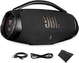 Boombox 3 Wi‑Fi Portable Bluetooth Speaker (Black) | Party‑Ready Outdoor Sound | IP67 Waterproof | Multi‑Room Wi‑Fi & True Wireless Stereo + USB-C Cable + Microfiber Cloth