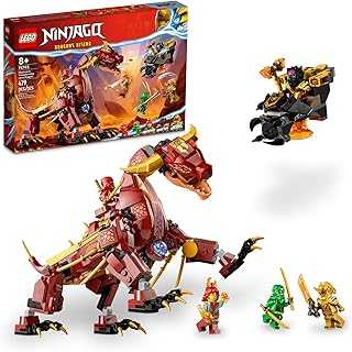 NINJAGO Heatwave Transforming Lava Dragon 71793 Building Toy Set, Features a Ninja Dragon, a Hovercraft Vehicle and 5 Minifigures, Lava Dragon Toy for Kids Ages 8+ Who Love Ninja Adventures