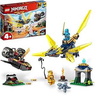 NINJAGO NYA and Arin’s Baby Dragon Battle 71798 Ninja Building Toy, Features a Jet, 2 Dragons, 3 Minifigures and Baby Riyu, Gift Idea for Toddlers Ages 4+