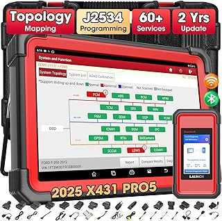 LAUNCH X431 PRO5 J2534 Reprogramming Tool with SmartLink C V2.0, Car Diagnostic Scanner with ECU Coding, Topology Mapping, 60+ Services, Intelligent Diagnostics, Guided Functions, 2-Year Free Update