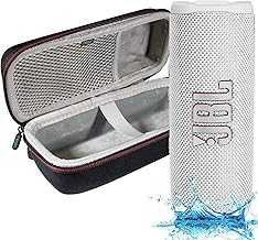 Flip 6 - Waterproof Portable Bluetooth Speaker, Powerful Sound and deep bass, IPX7 Waterproof, 12 Hours of Playtime with Megen Hardshell Case - White