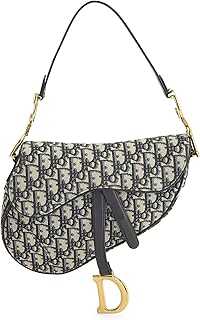 Pre-Loved Navy Oblique Jacquard Canvas Saddle Bag NM, Navy
